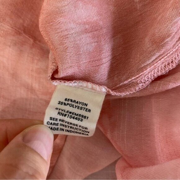 E M Small Pink Boho Button Down Sleeveless Camisole Tank Top Flowy Trendy - Picture 5 of 5